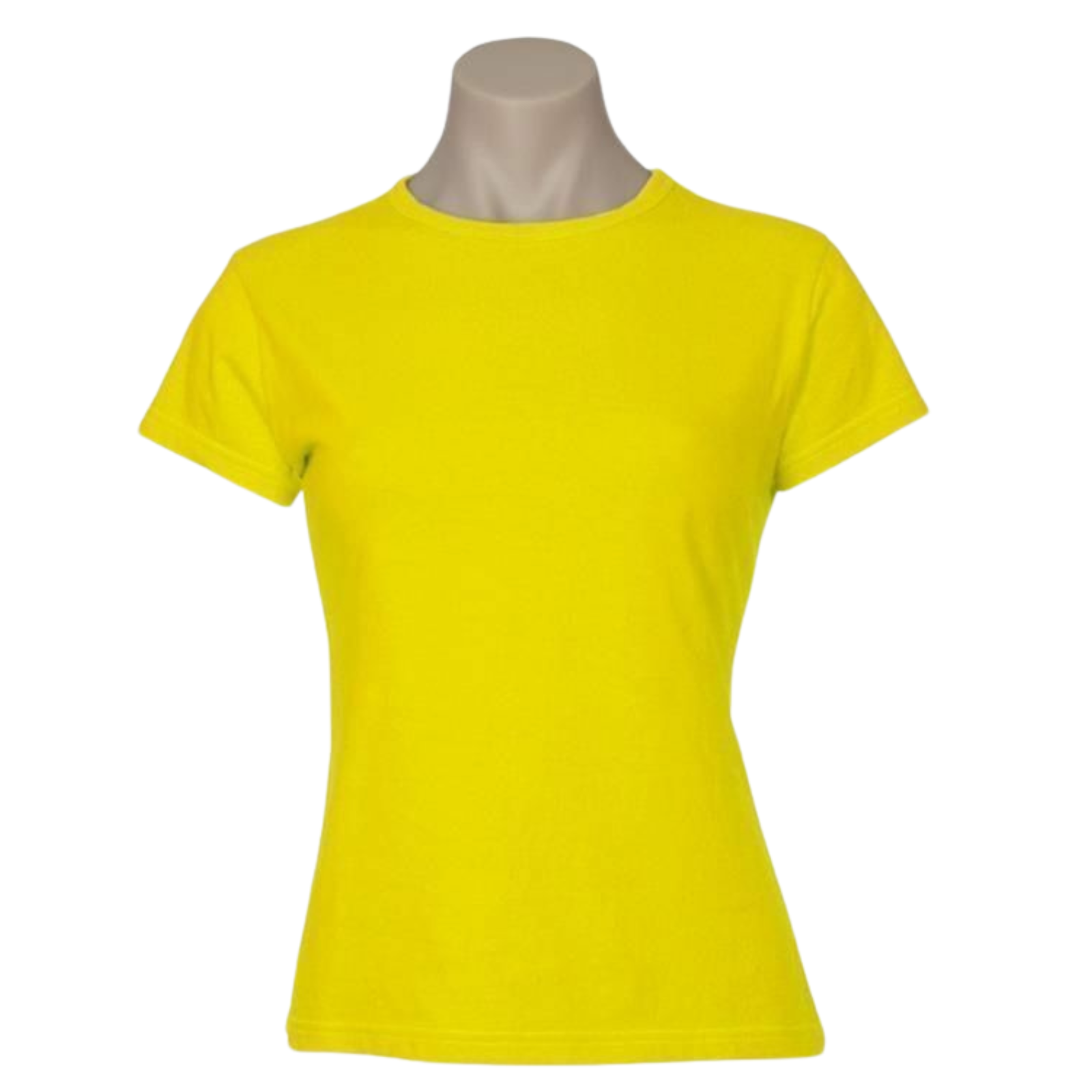 Womens 100% Cotton Plain Basic Casual T-Shirt - Yellow - 8