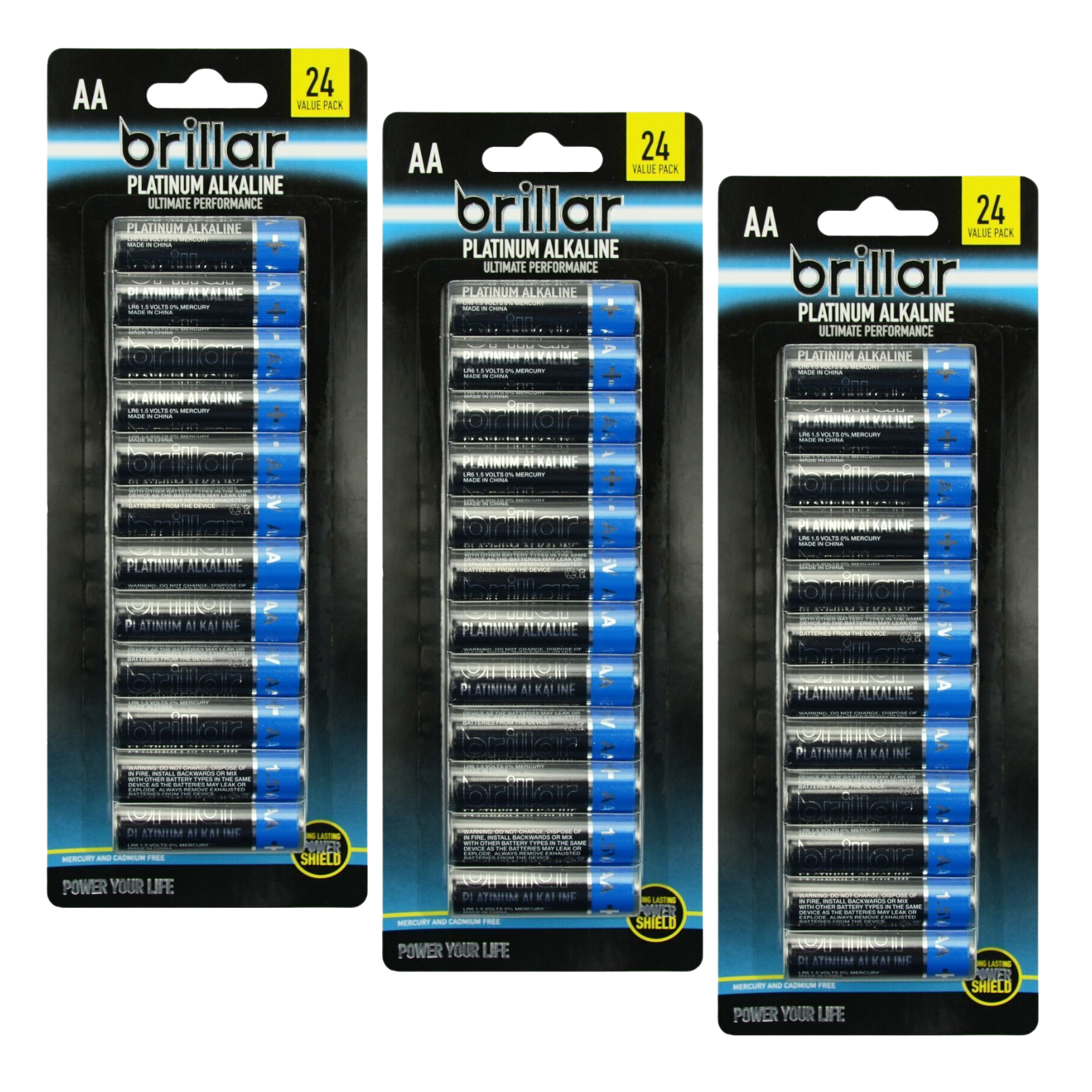 Brillar AA Platinum Alkaline Performance Batteries 72-Pack