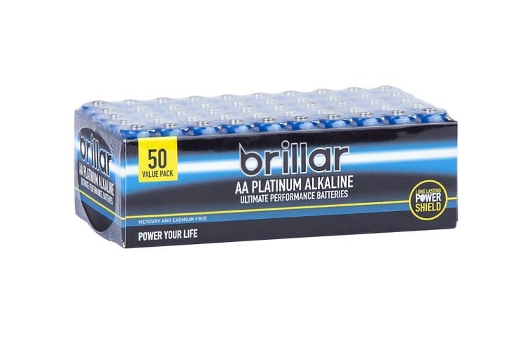 Brillar AA Platinum Alkaline Ultimate Performance Batteries 50-Pack - Image 2