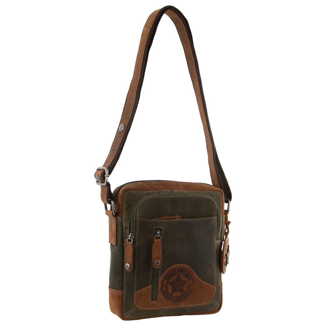 Billy The Kid Leather Crossbody Shoulder Bag - Olive - Image 2
