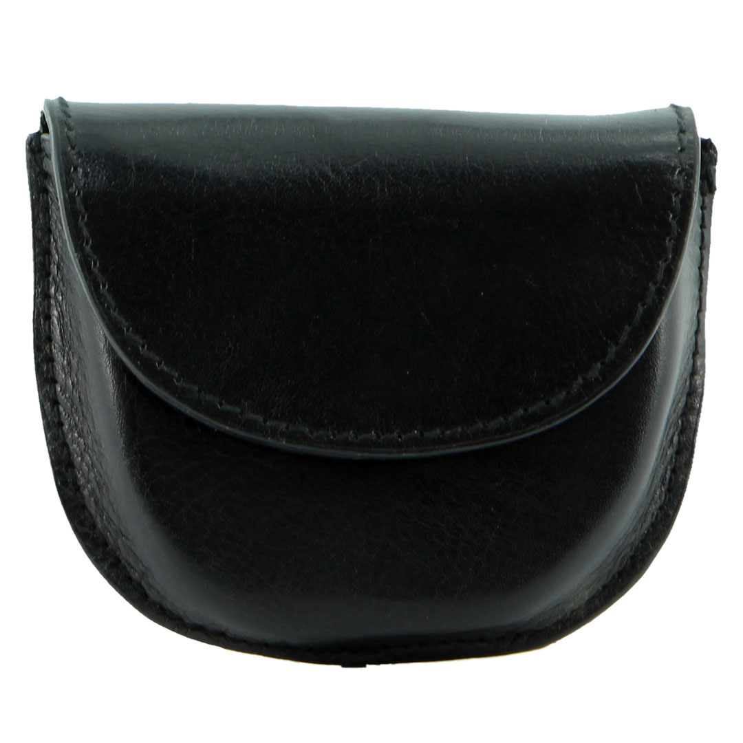 Milleni Genuine Leather Coin Purse Wallet with Belt Loop (Black)
