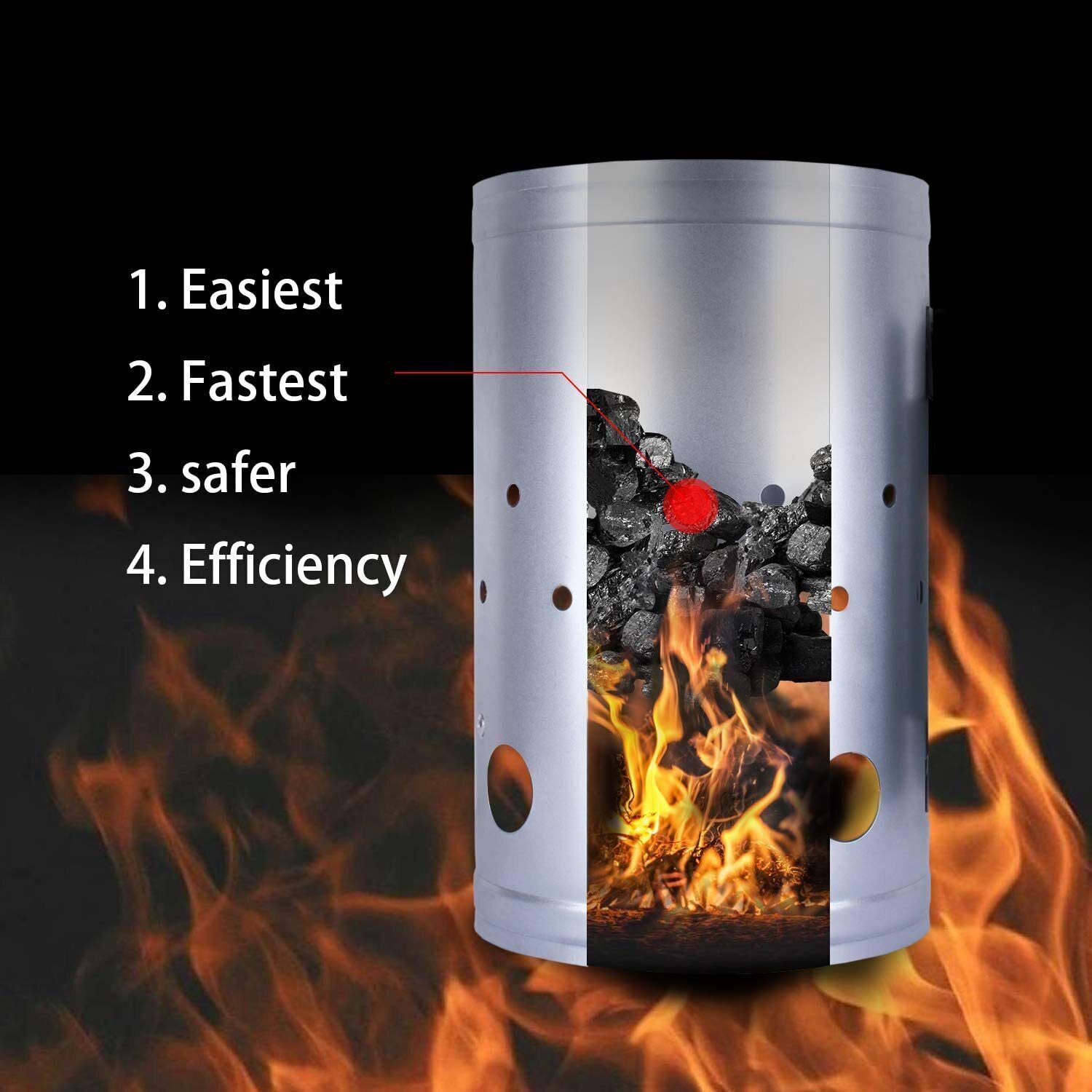 Large Chimney Starter Firewood Quick Rapid Charcoal Lighter Stove For Barbecue - Image 5