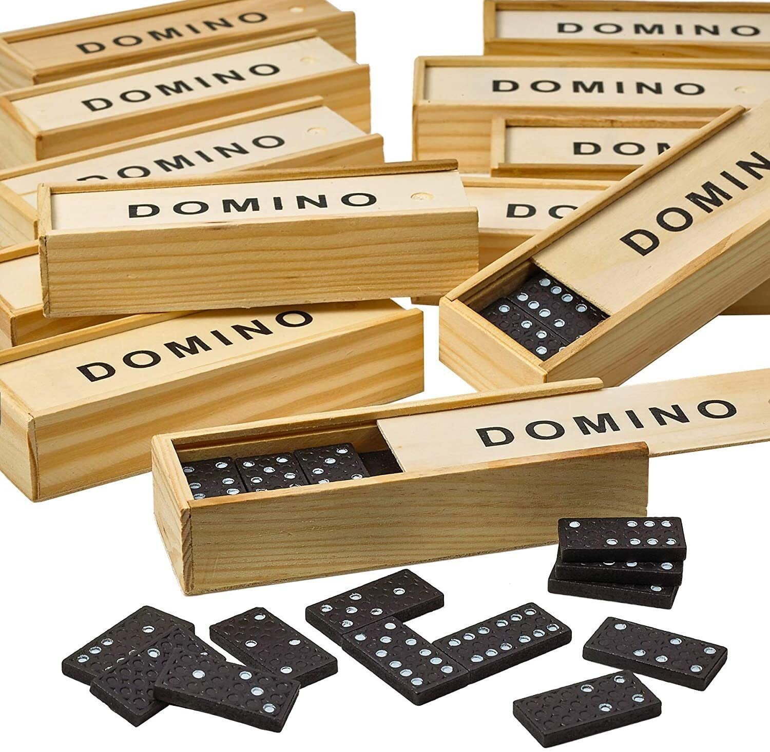 Traditional 28-Piece Wooden Box Dominoes Toy Set for Kids - Image 3