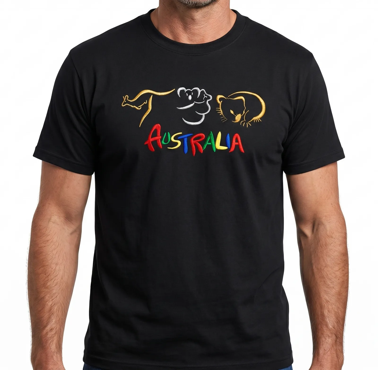 Adult Australia T Shirt Kangaroo Koala Black S - Image 2