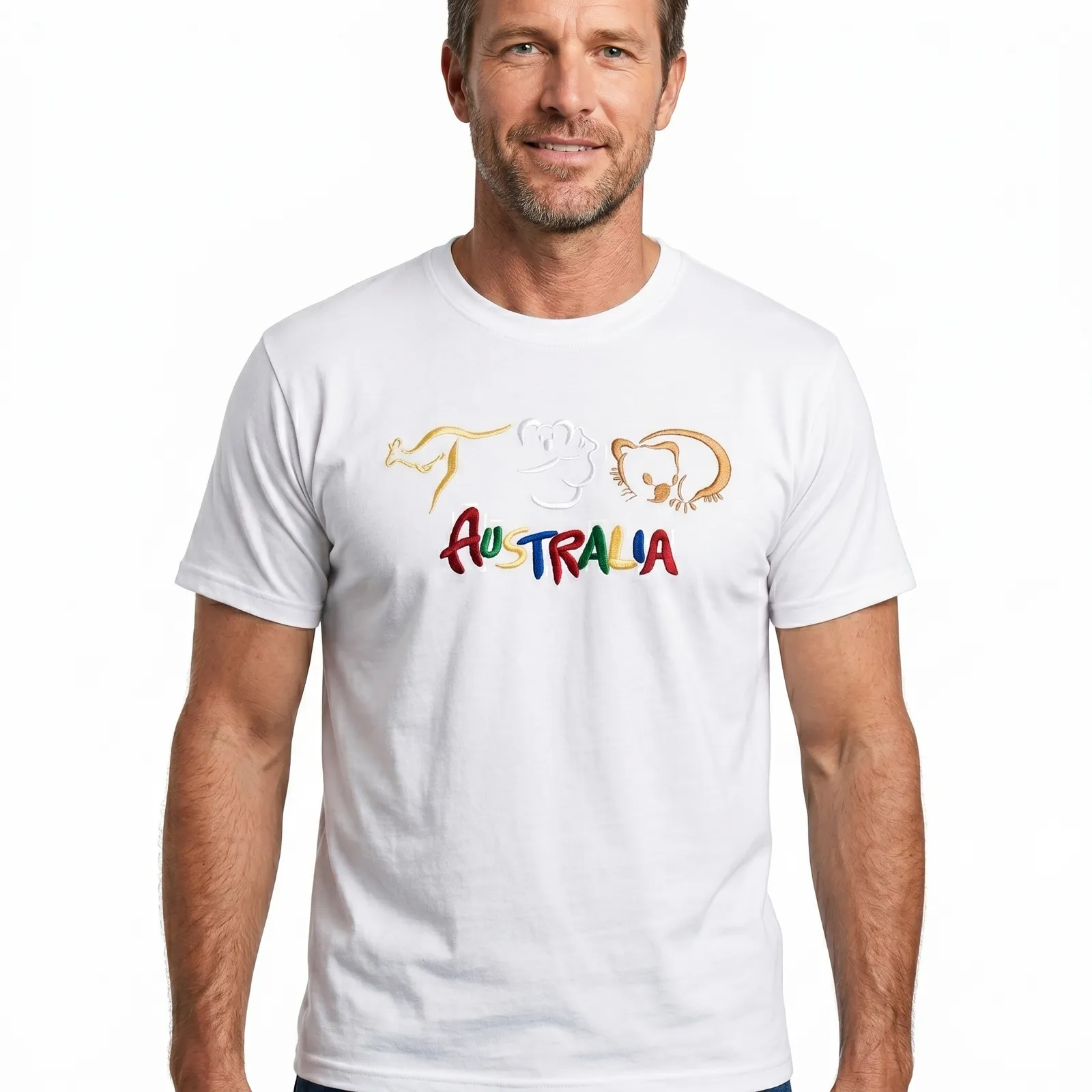 Adult Australia T Shirt Kangaroo Koala White XL - Image 4