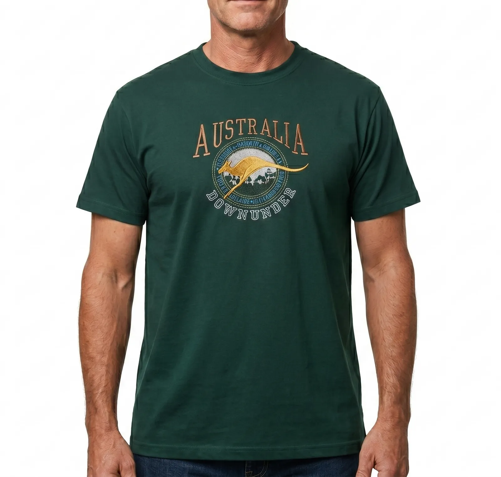 Adult Australia Kangaroo T Shirt Bottle Green L