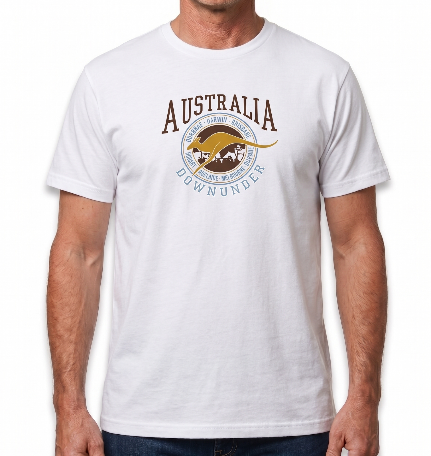 Adult Australia Kangaroo T Shirt White XS
