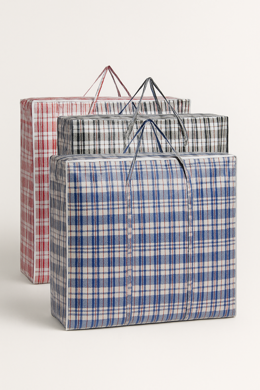 12x Large Striped Storage Shopping Bag - Zip Moving Tote 78x90x25cm