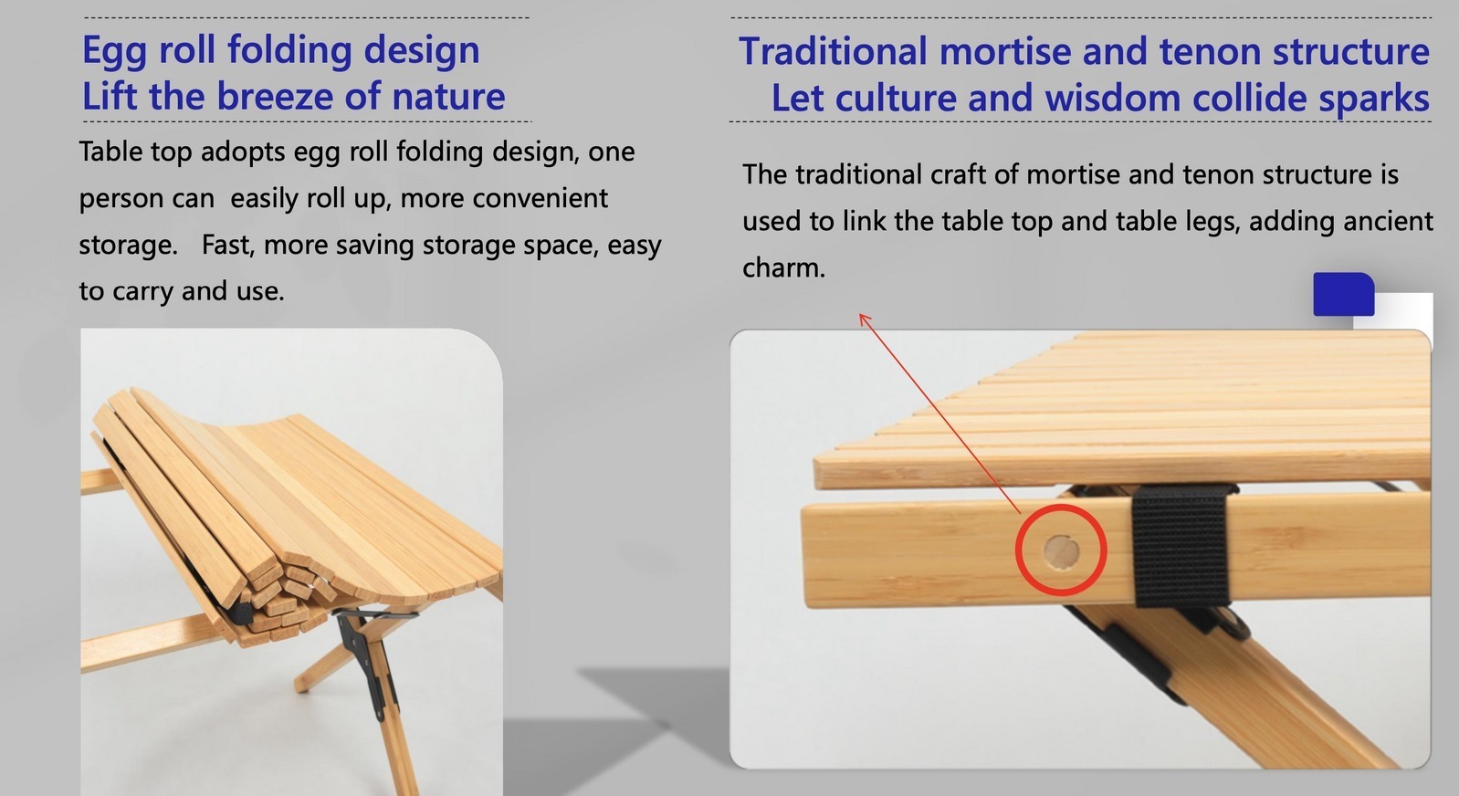 4 Chairs and 1 Table Set Bamboo Camping Folding Portable Outdoor Picnic - Image 7