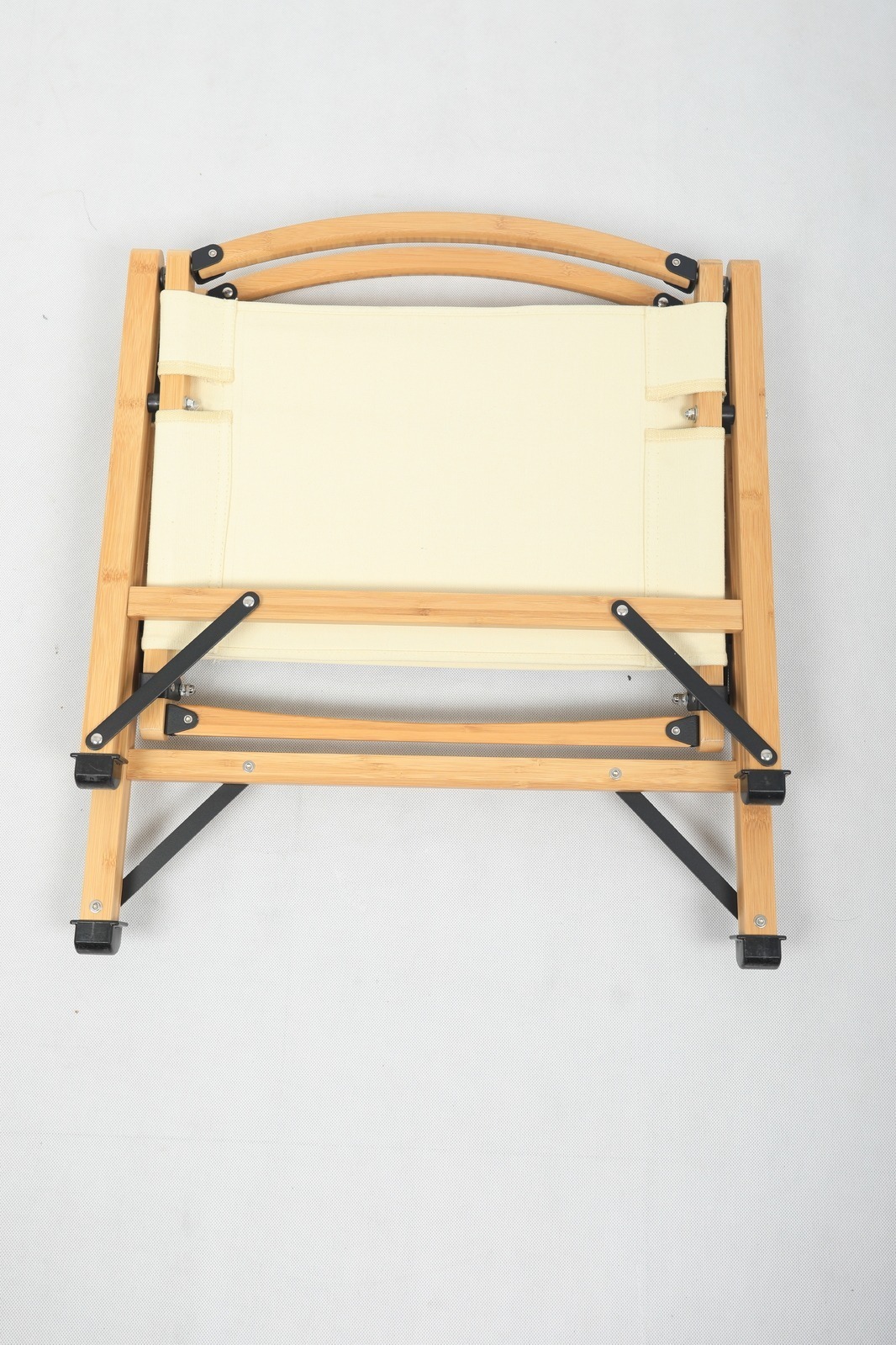 4x Bamboo Canvas Foldable Outdoor Camping Chair Wooden Picnic Park Khaki - Image 11