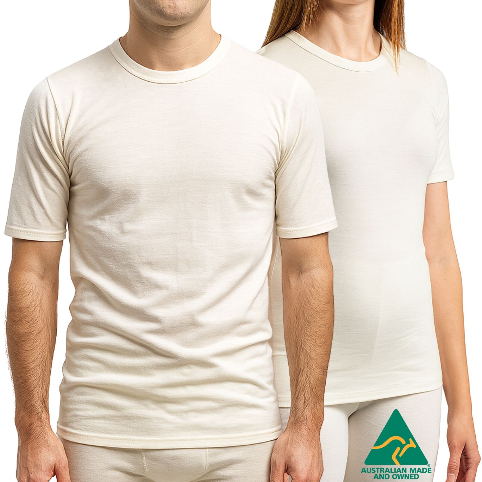 Merino Skins Crew Neck T-Shirt Natural Large