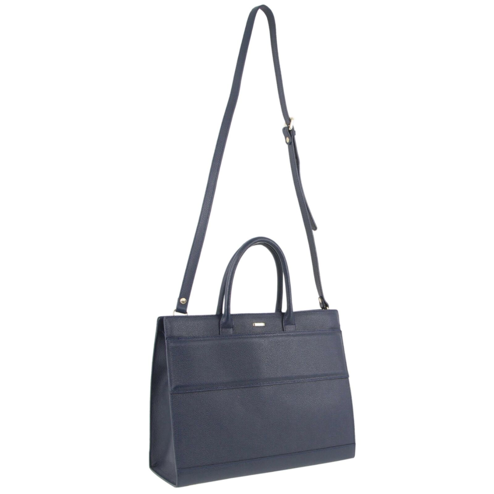 Morrissey Italian Leather Laptop Tote Bag - Navy