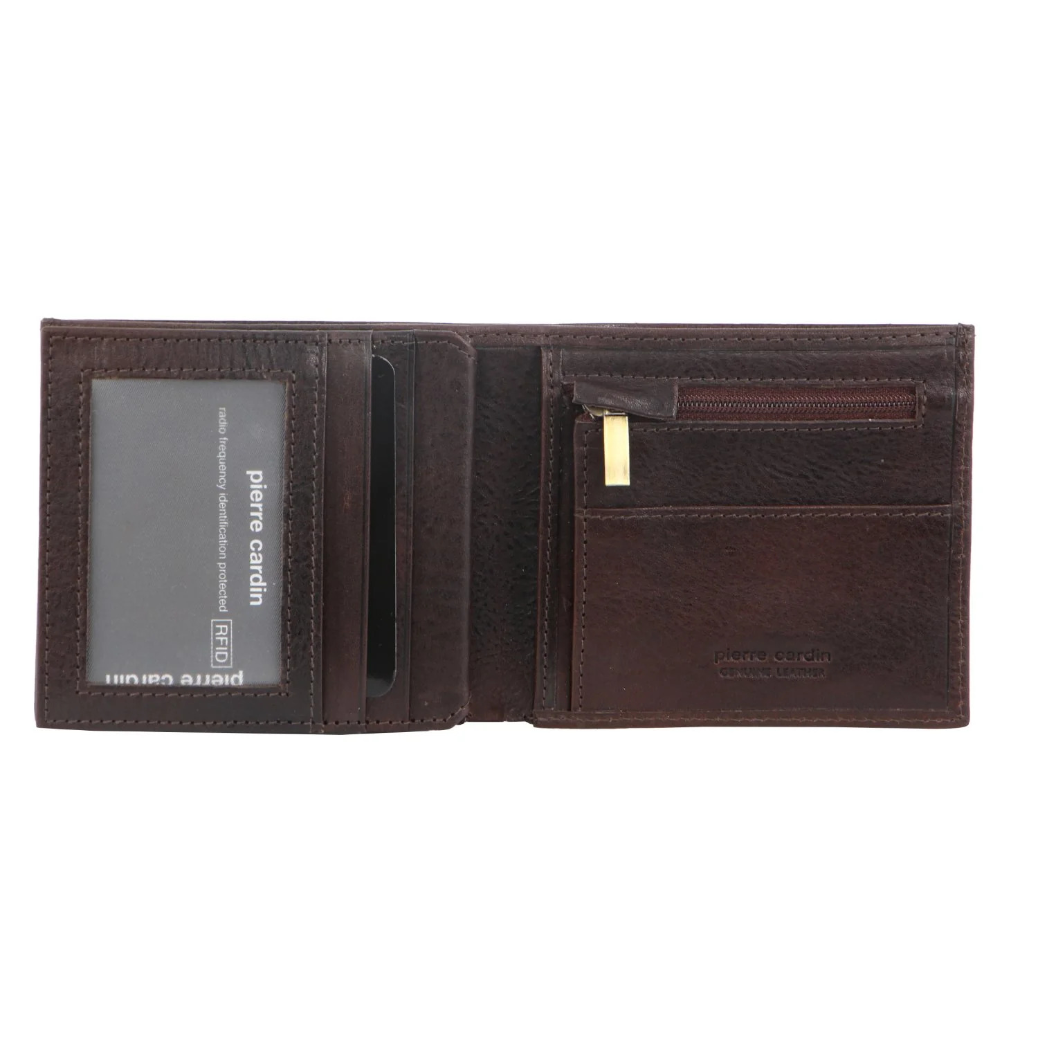 Pierre Cardin Mens RFID Leather Tri Fold Wallet Chocolate