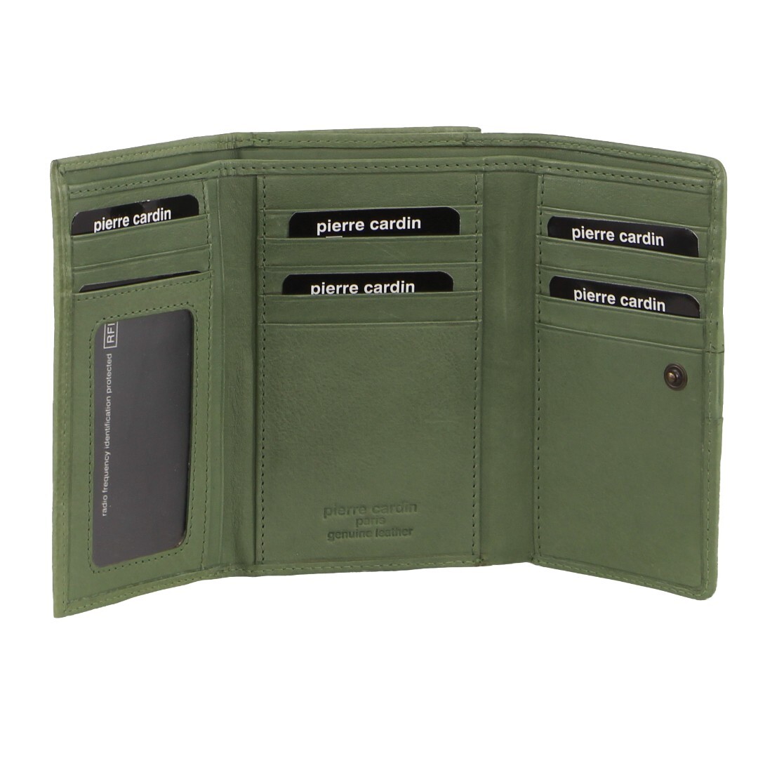 Pierre Cardin Women's Woven Leather Tri-Fold Wallet - Leaf Green - Image 2