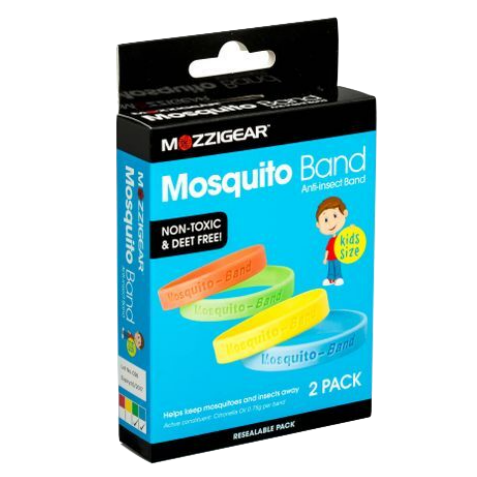 Mozzigear Mosquito Kids Wrist Band Repellent Camping Hiking 2-Pack
