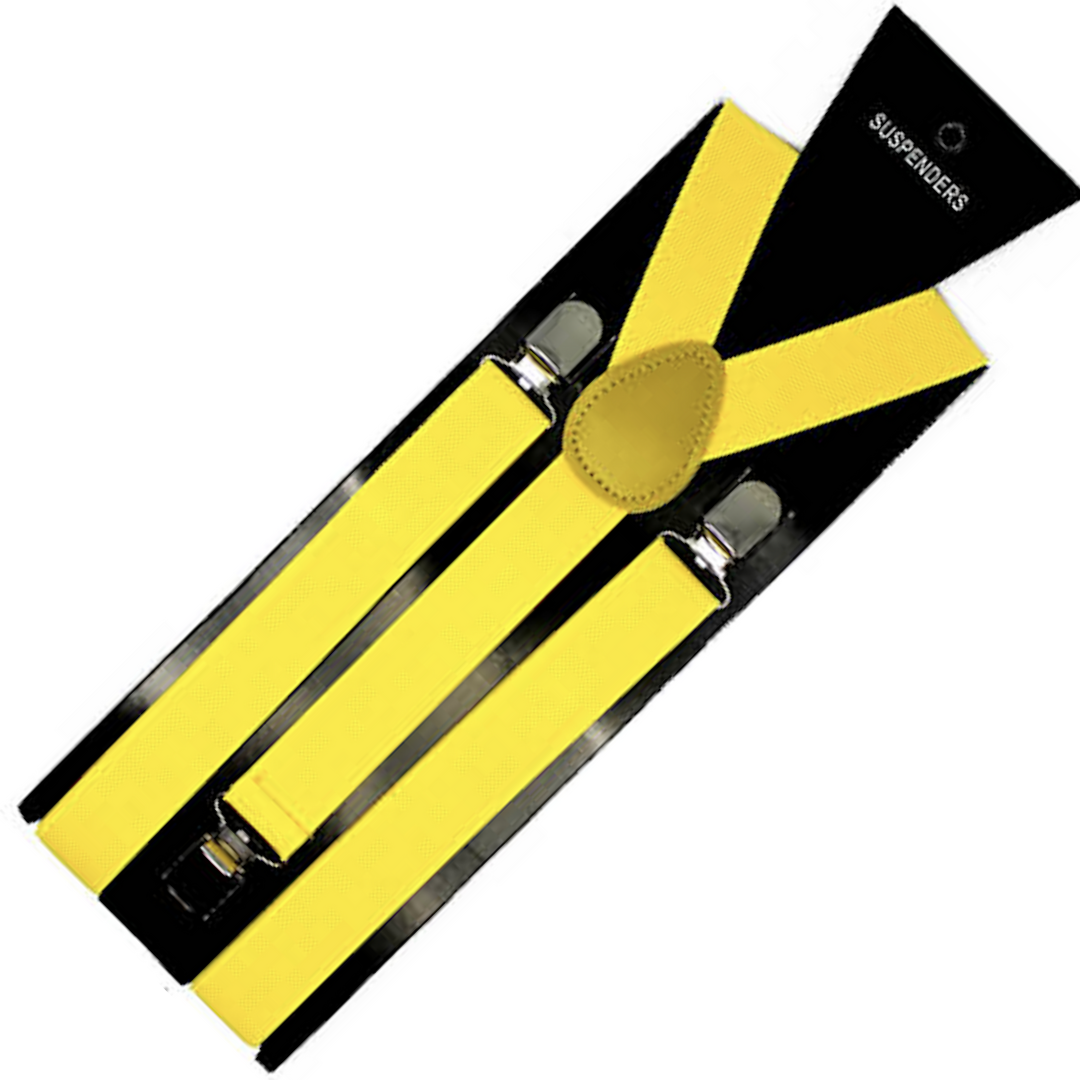 Mens Slim Adjustable Elastic Braces Suspenders - Yellow