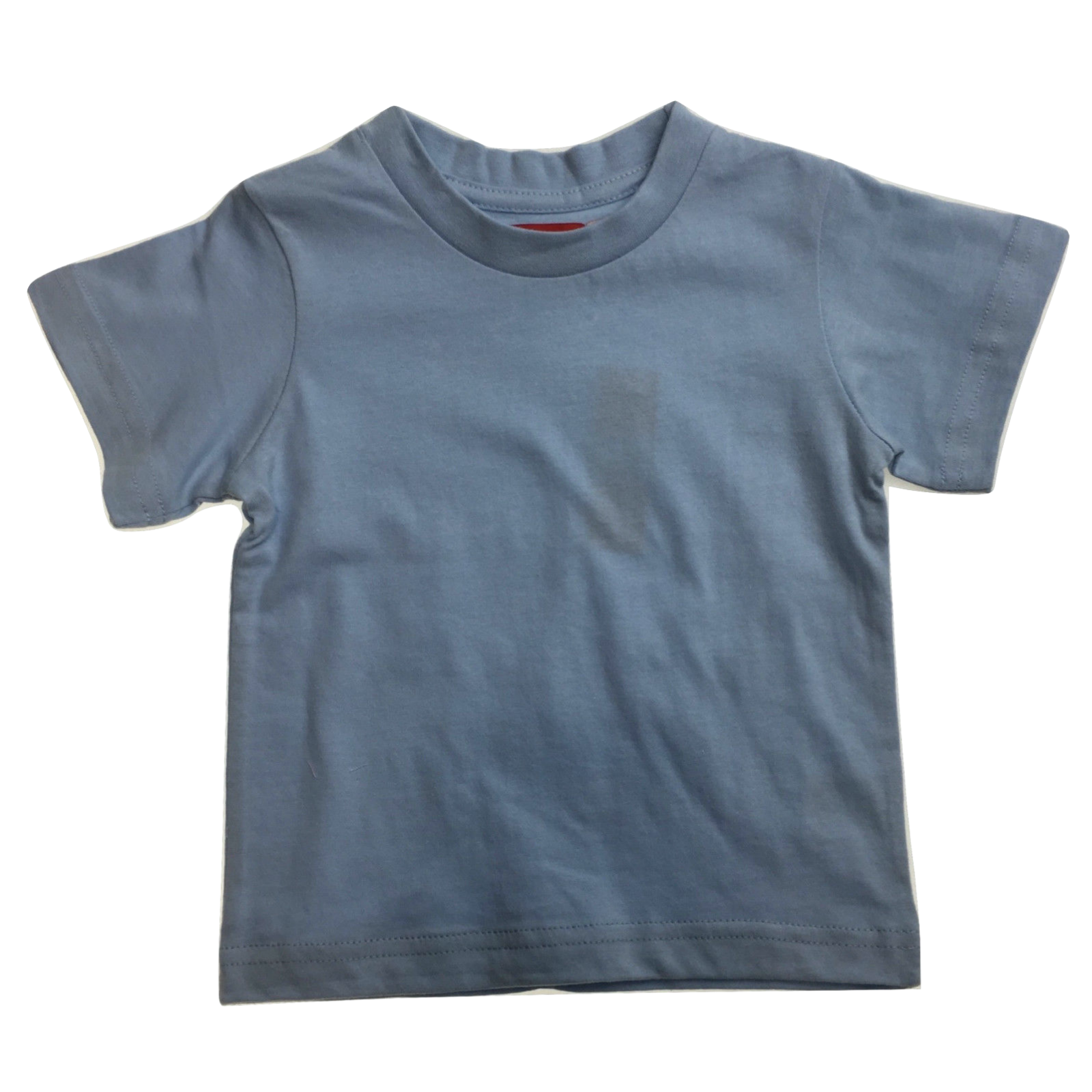 TODDLER PLAIN T-SHIRT 100% COTTON Basic Blank Tee Top Teen Crew Kids - Sky Blue - Size 1