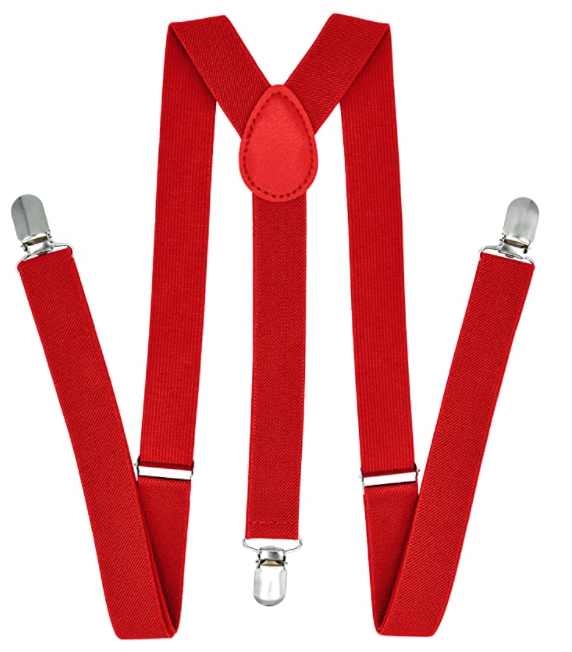 Mens 35mm Wide Elastic Y-Back Trouser Suspenders Braces - Red