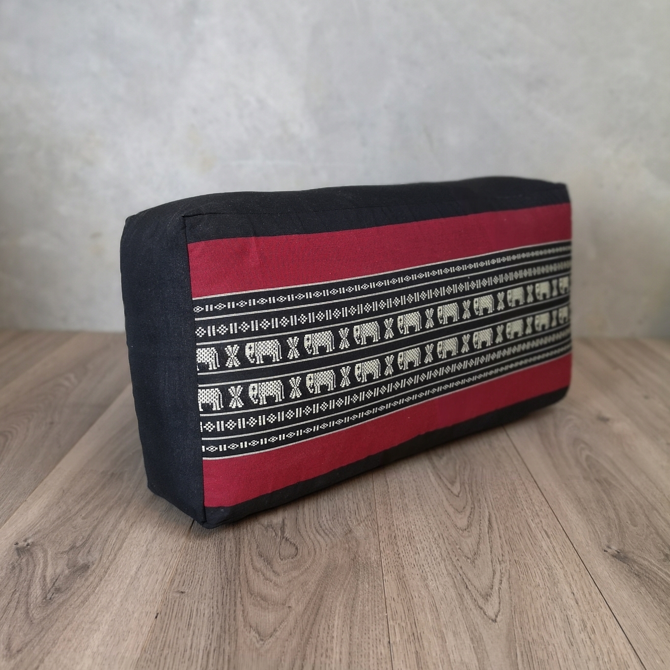 Oblong Yoga Bolster Meditation Cushion - Red Elephant