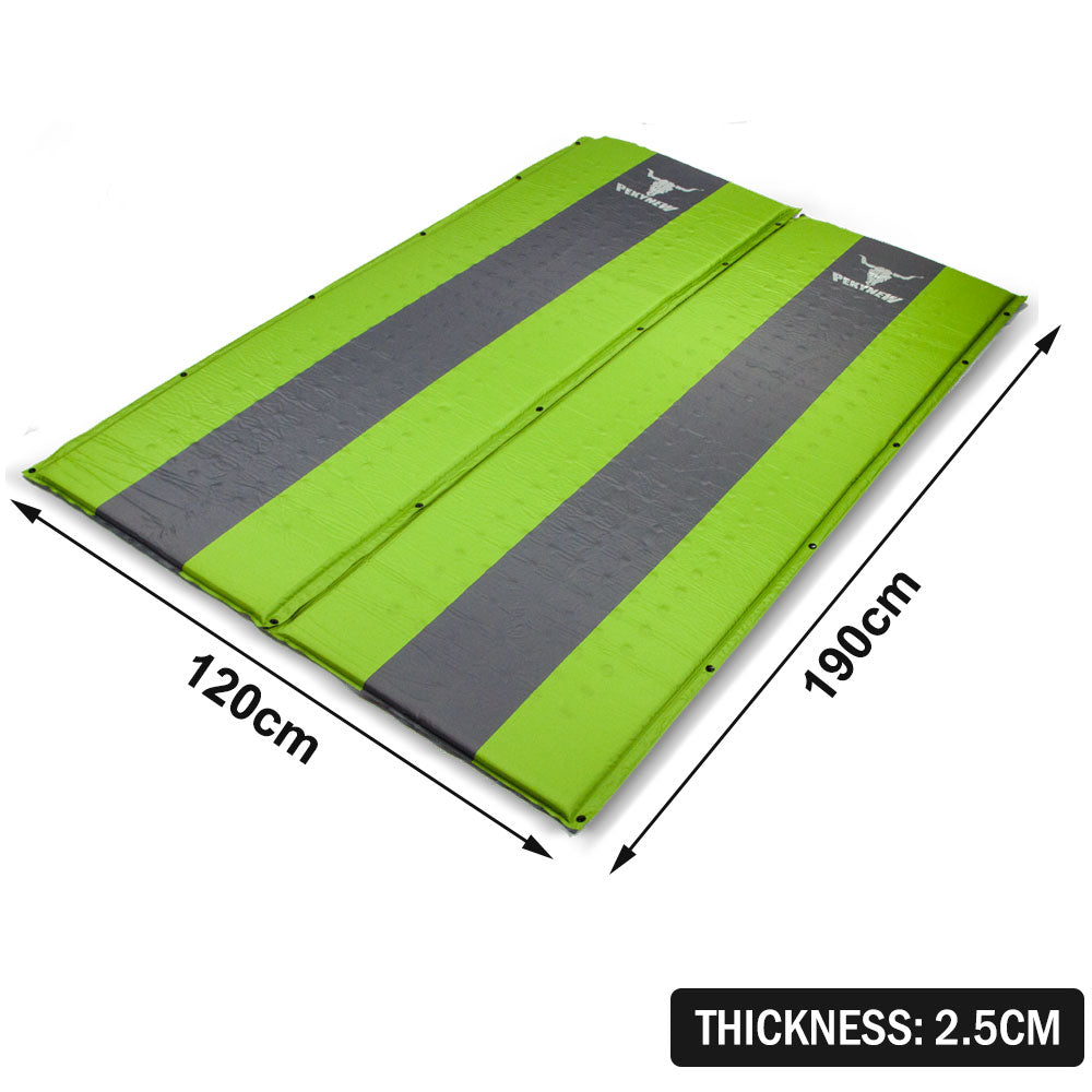 Double Self Inflating Mattress Air Bed Camping Mat Joinable - Green - Image 9