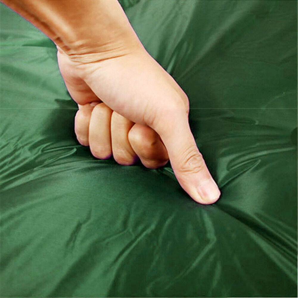 Double Self Inflating Camping Airbed Mat Sleeping Pillow Bag - Green - Image 3