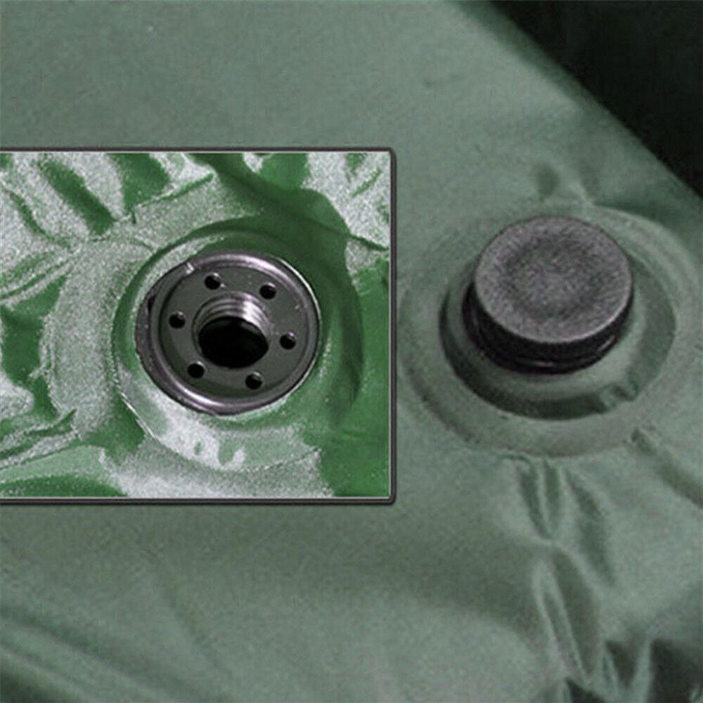 Double Self Inflating Camping Airbed Mat Sleeping Pillow Bag - Green - Image 4