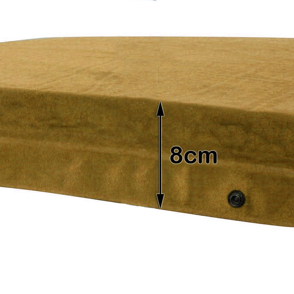 Self Inflating Suede Mattress Air Bed Camping Mat Joinable - Beige - Image 3