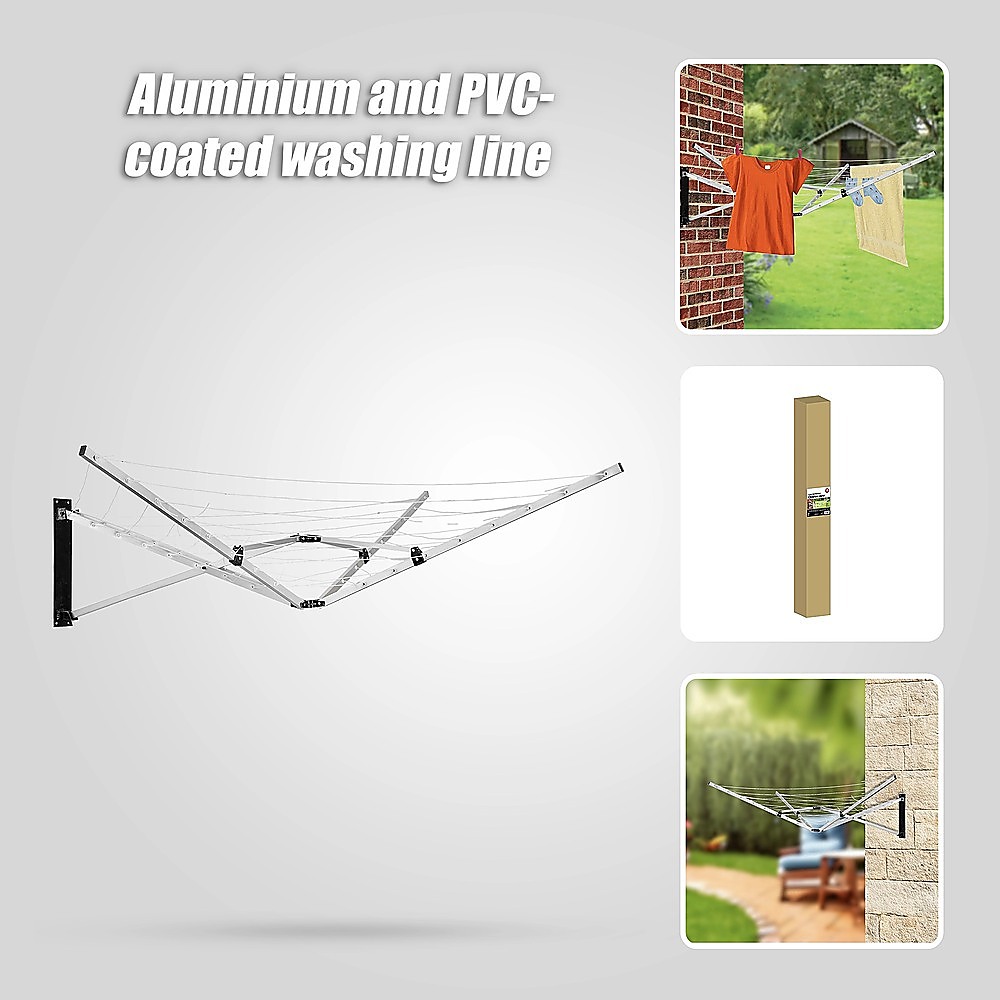 26m 5 Arm Wall Mount Clothes Airer Drying Line - Image 6