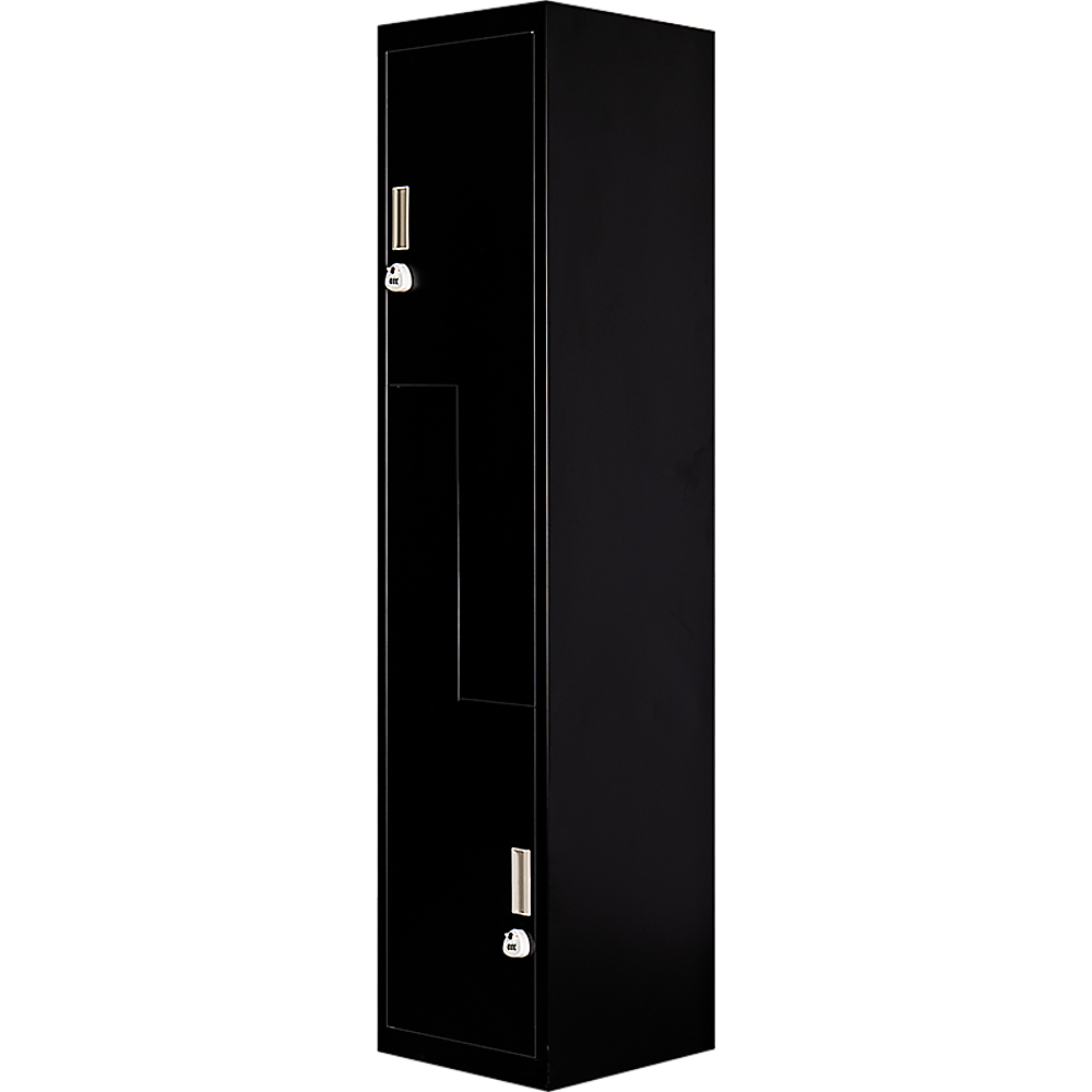Black Two-Door L-Shaped Office and Gym Storage Locker