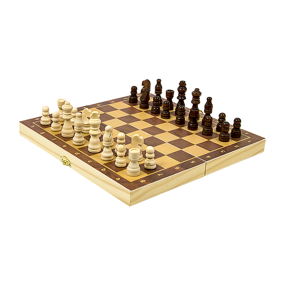 Folding Large Wooden Chess Board Set (Wood Toy Gift)