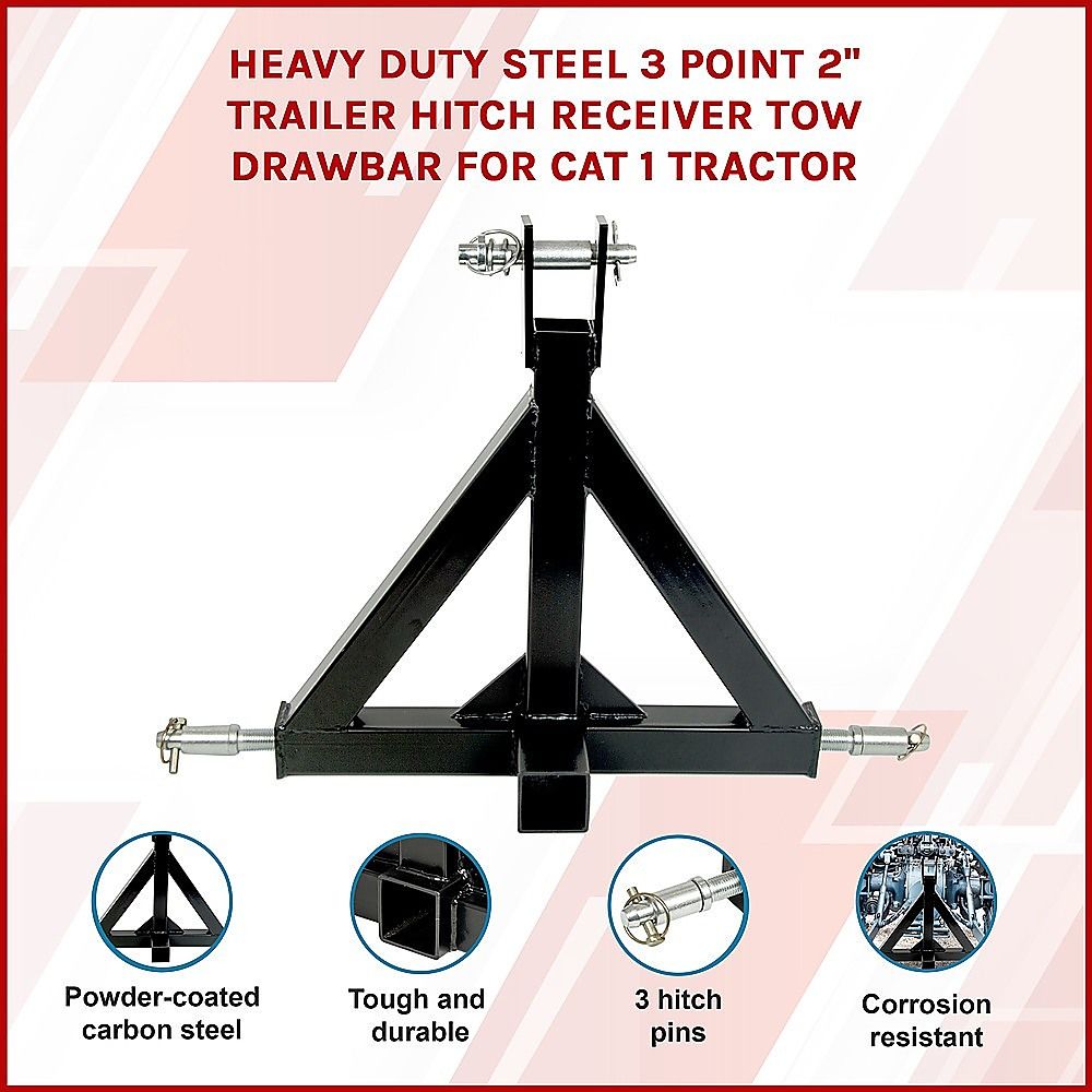 Heavy Duty Steel 3 Point 2 Trailer Hitch Receiver Drawbar - Image 4