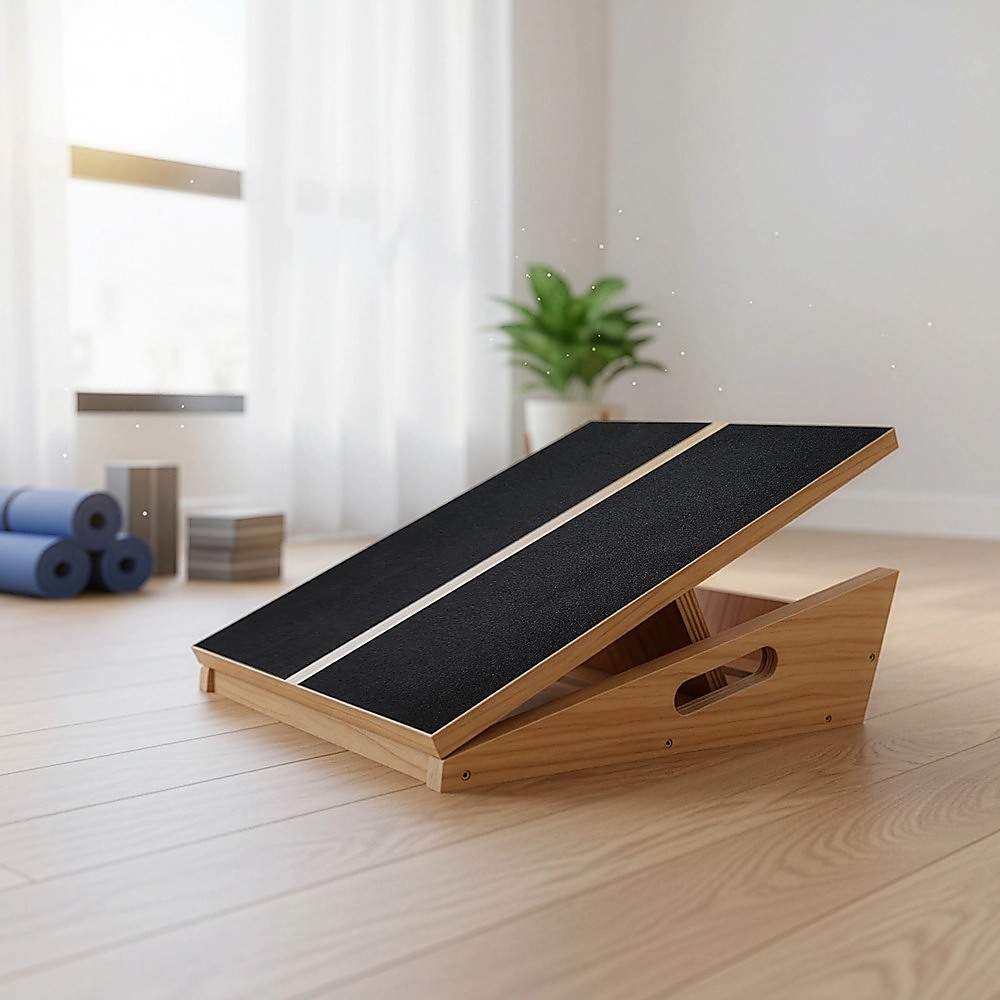 Wooden Slant Exercise Board with Adjustable Incline - Image 2
