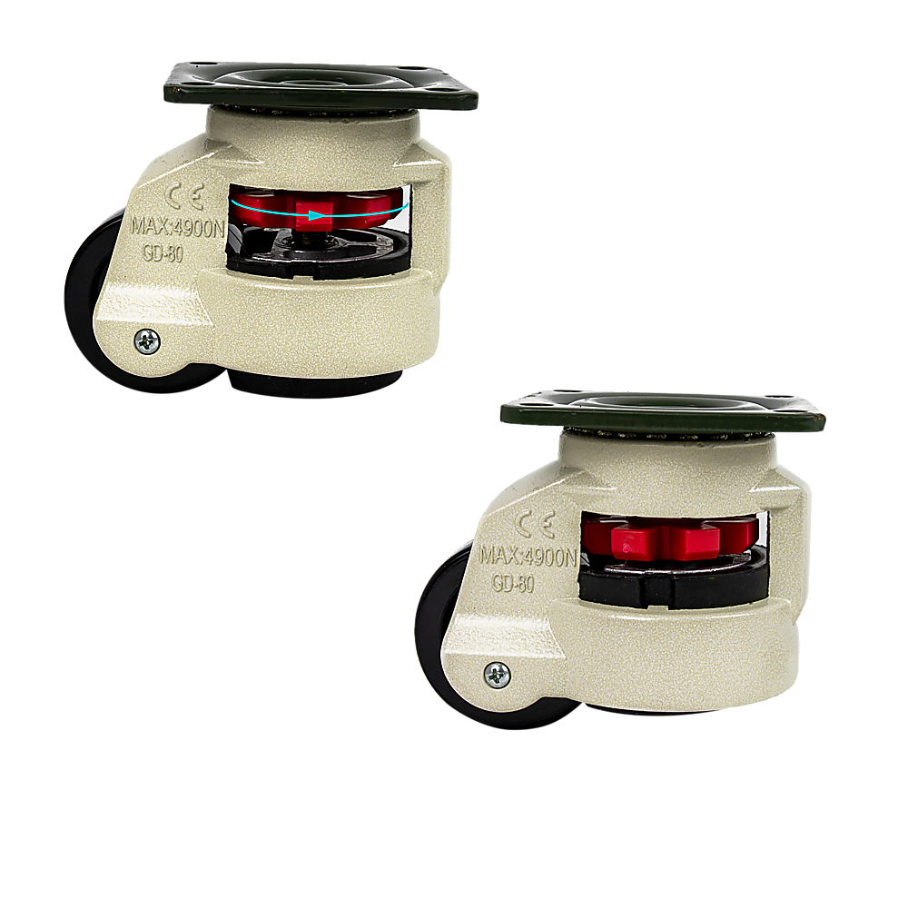 Leveling Casters Swivel Workbench Wheel (1000KG, Retractable, 4PCS)