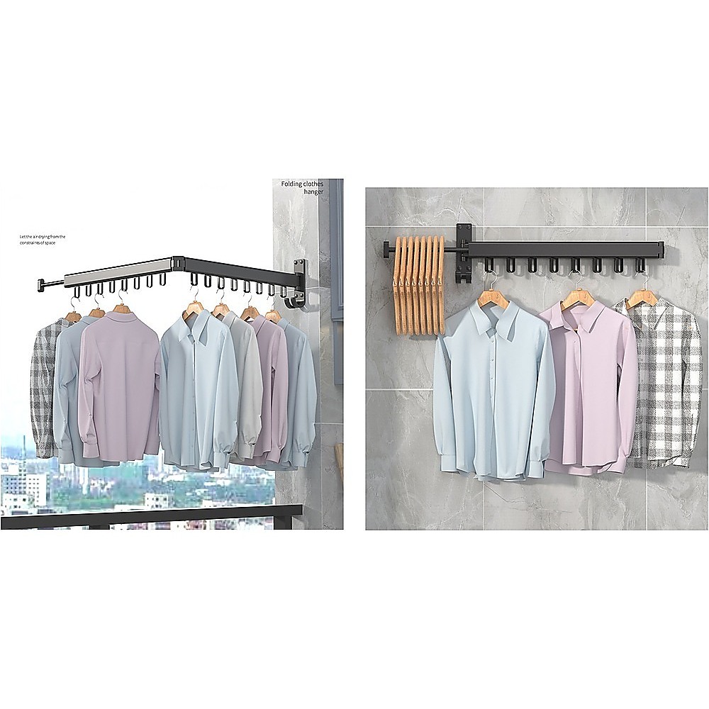 Foldable Wall Hanging Clothes Drying Rack Retractable - Image 2