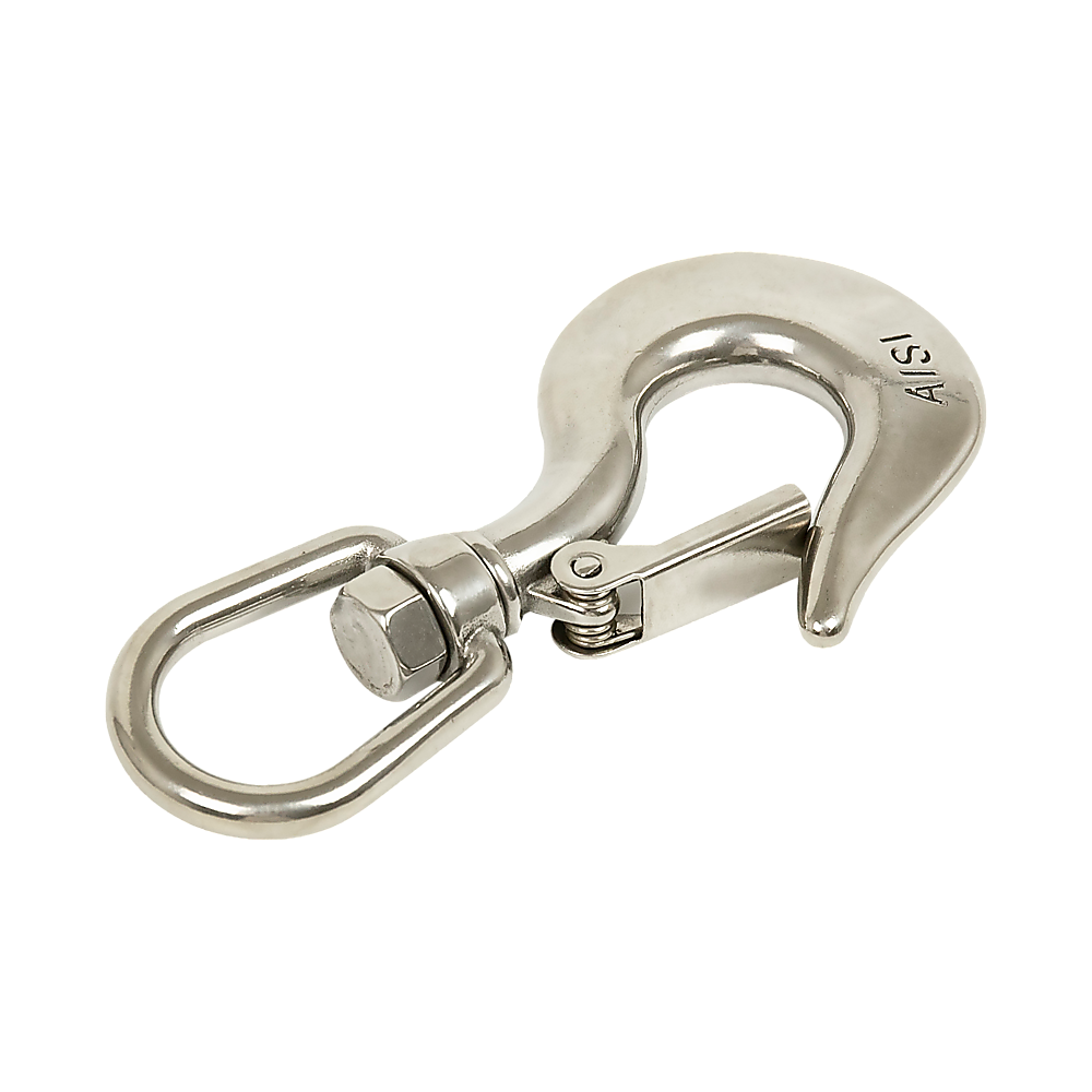 304 Stainless Steel Swivel Lift Clevis Chain Crane Hook with Safety Lock (650kg) - Image 5