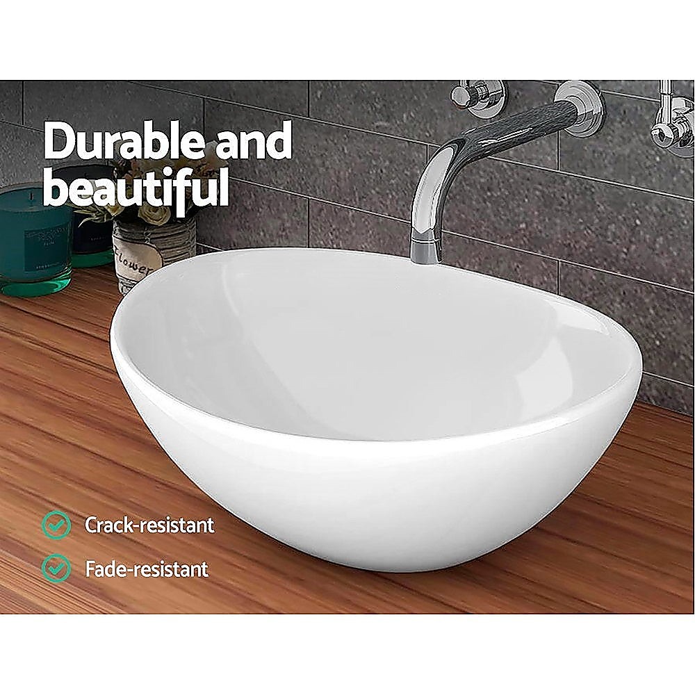 Ceramic Bathroom Basin Vanity Sink Oval Above Counter - Image 3