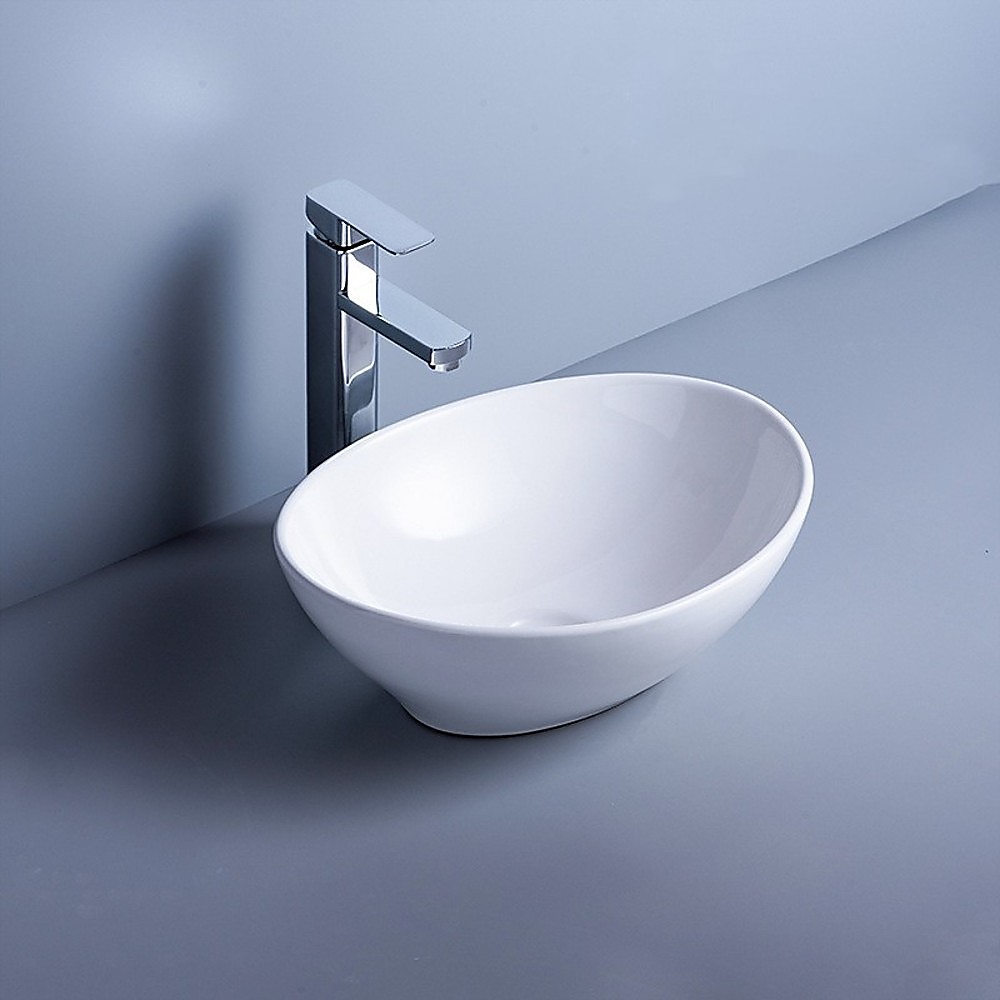 Ceramic Bathroom Basin Vanity Sink Oval Above Counter - Image 4
