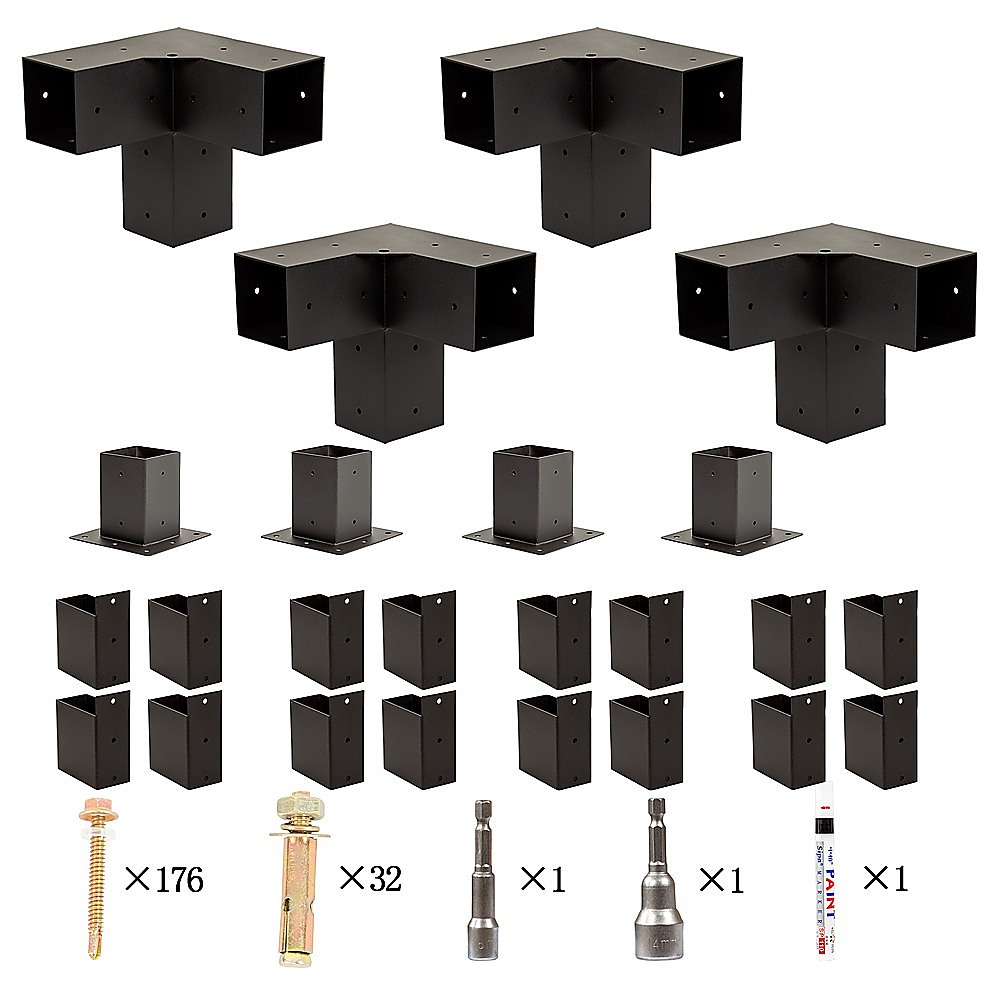 Roof Pergola Gazebo DIY Matte Black Steel Brackets Kit