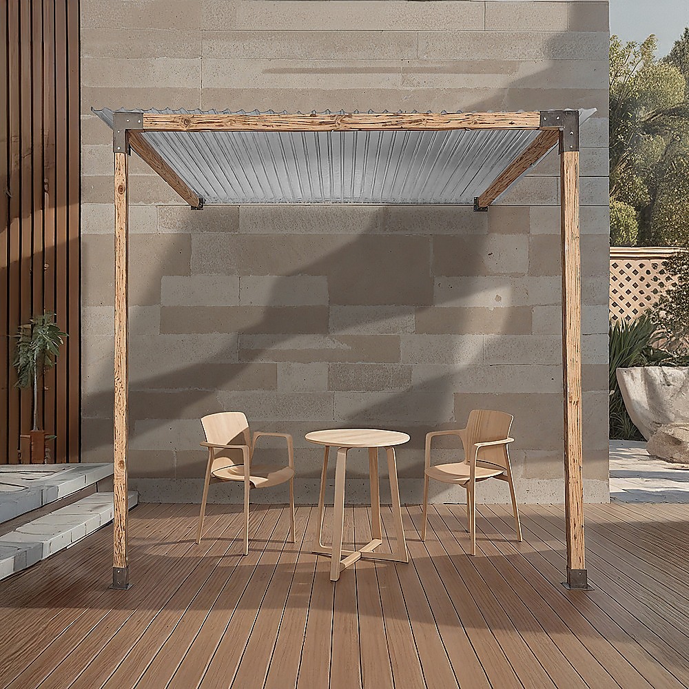 Pergola Gazebo Shed Roof Matte Black Steel Brackets Kit - Image 2