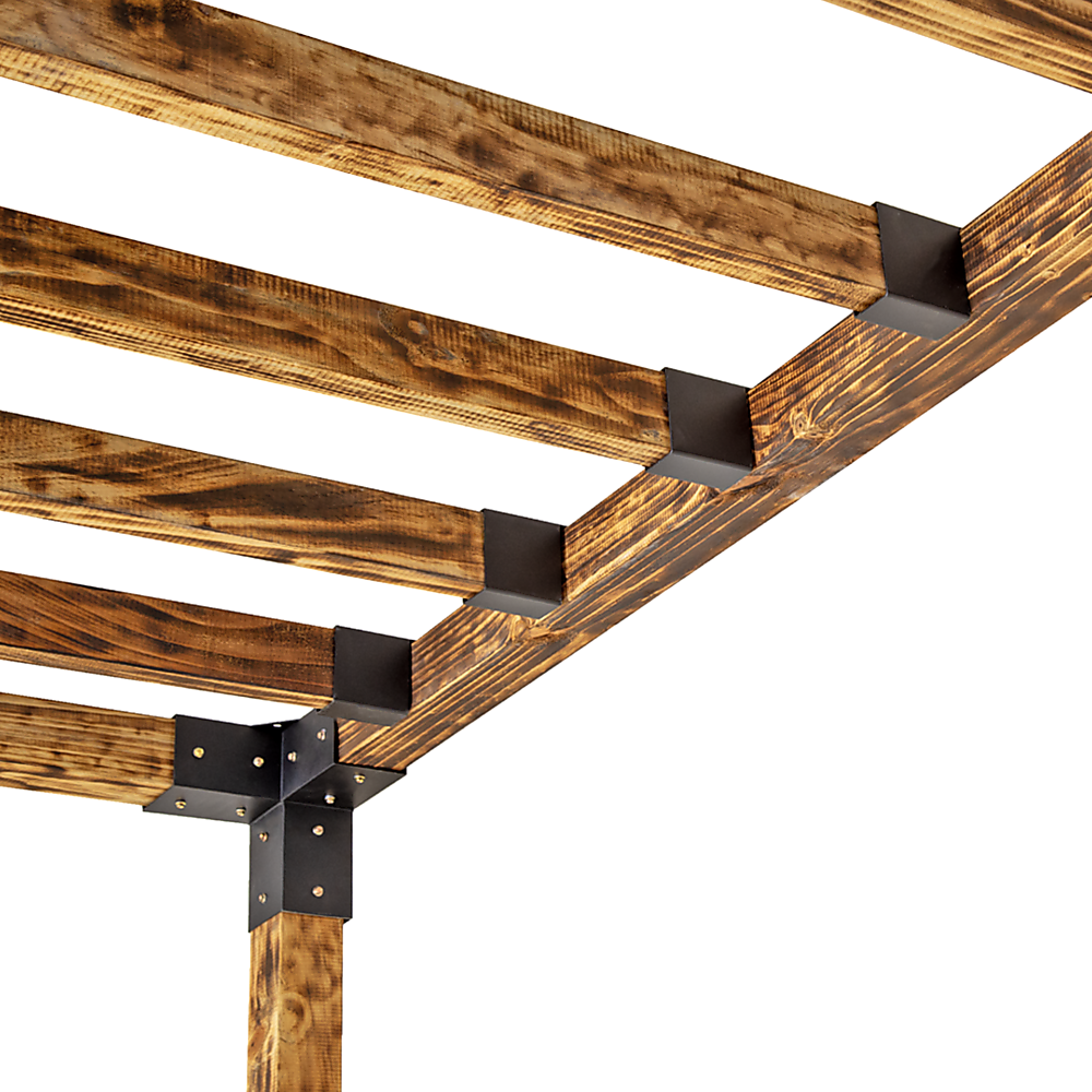 Steel Brackets Kit Matte Black Roof Pergola Gazebo Shed - Image 8