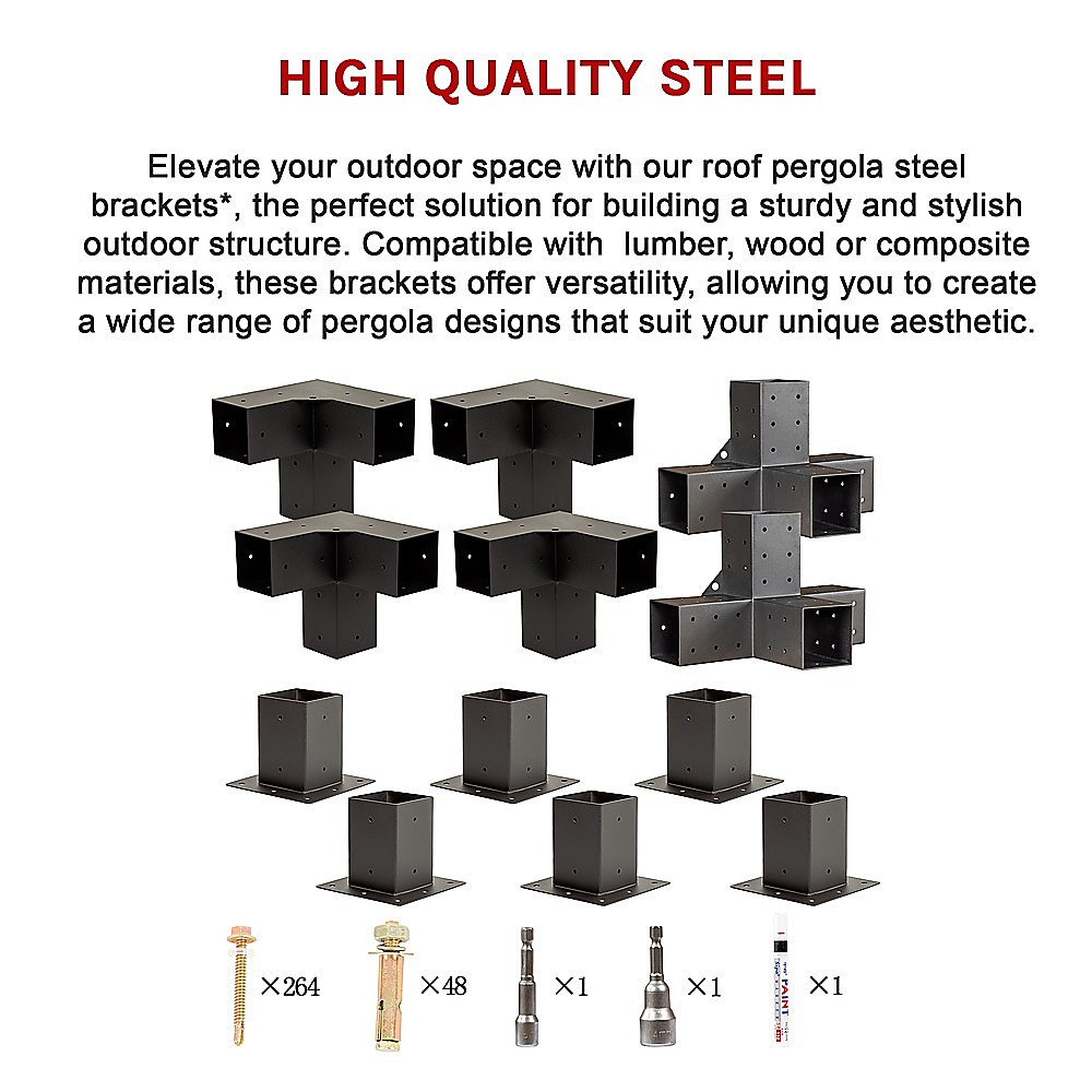 Roof Pergola Steel Brackets DIY Kit with Coffee Screens - Image 14