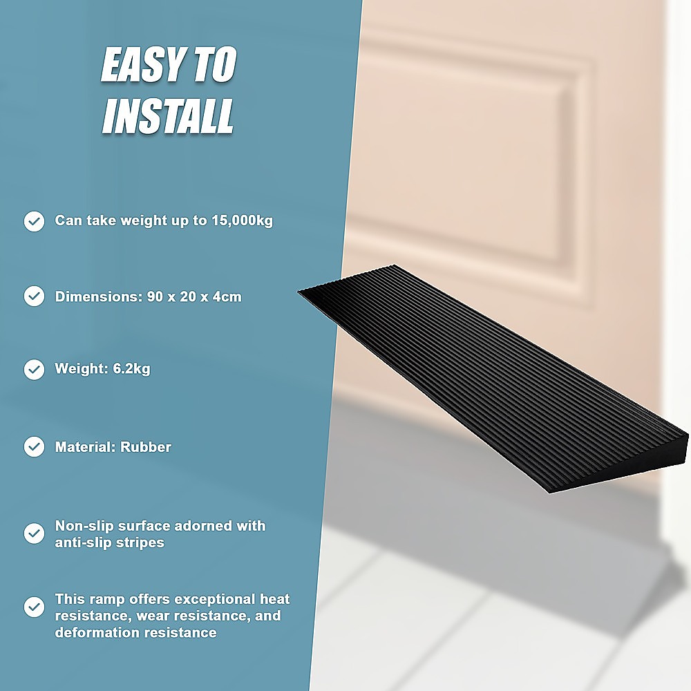 Cuttable Threshold Ramp Rubber Wheelchair Ramp Solid 4 cm Rise 90 cm Wide - Image 12