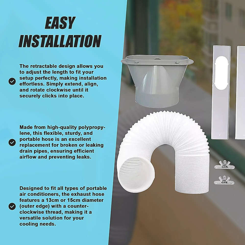 Portable Air Conditioner Window Kit Exhaust Hose Adaptor and Slide Plate - Image 10
