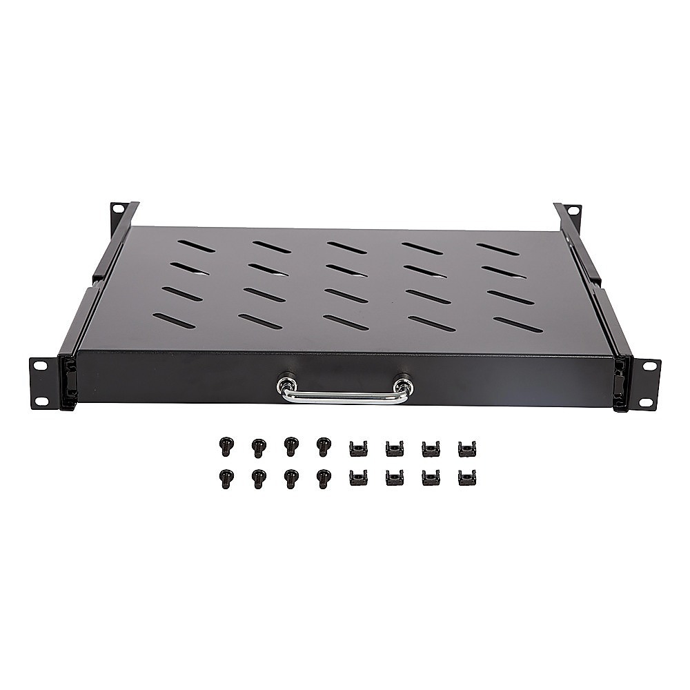 Sliding Rack Server Shelf 1U 19-Inch 4-Post Mount Adjustable Tray