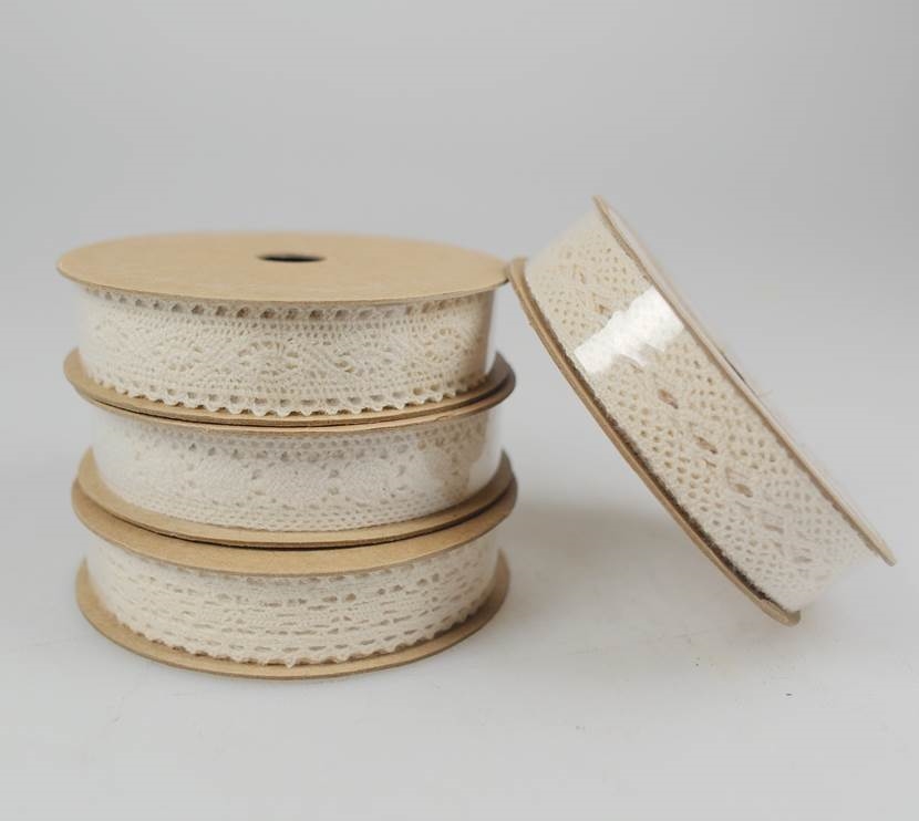 Bulk 72 3m Cotton Lace Ribbon 16mm Assort Display Box
