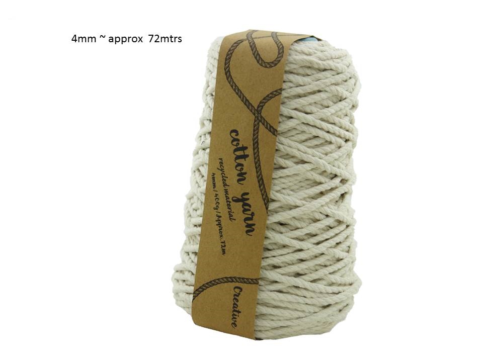 Bulk 12 Macrame Cotton Yarn 4mm 400G Natural