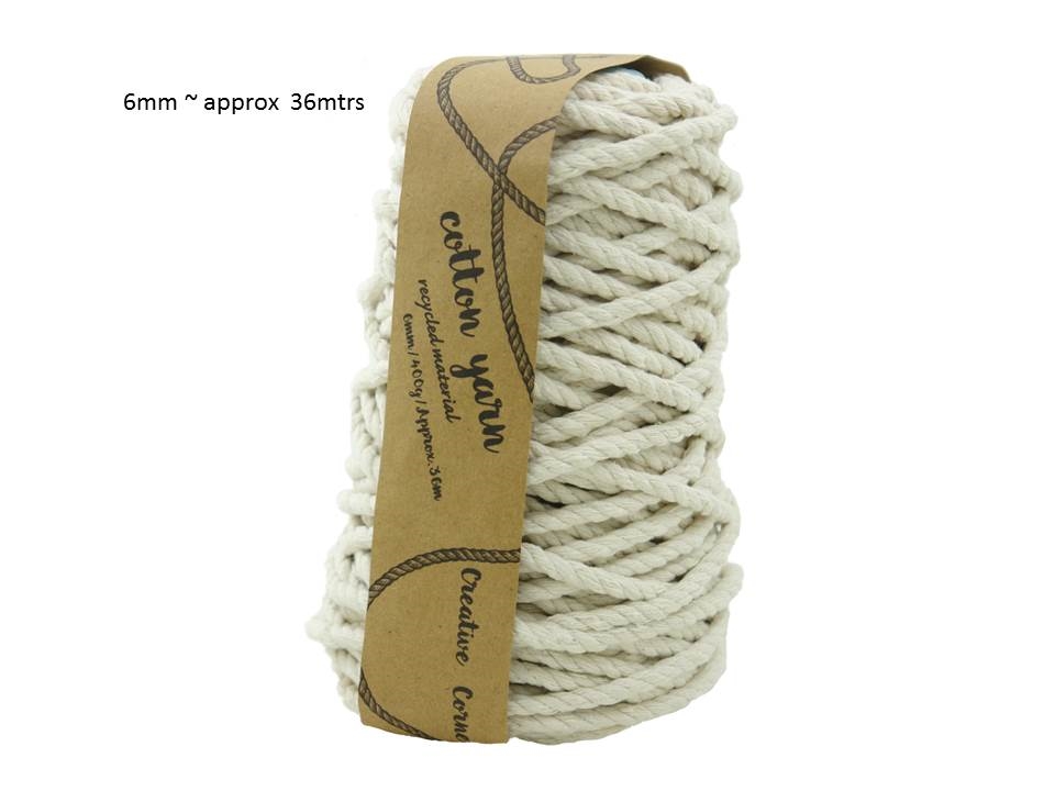 Bulk 12 Macrame Cotton Yarn 6mm 400G Natural