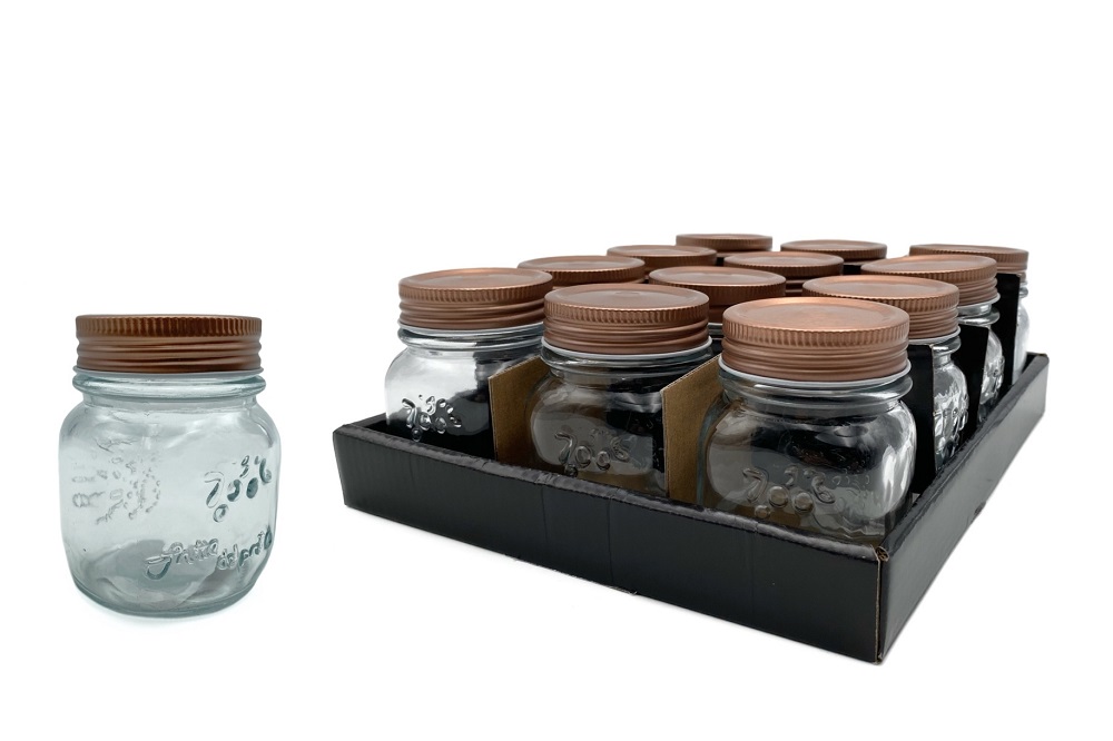 Bulk 48 Glass Jar with Metal Lid 150ml 8cm
