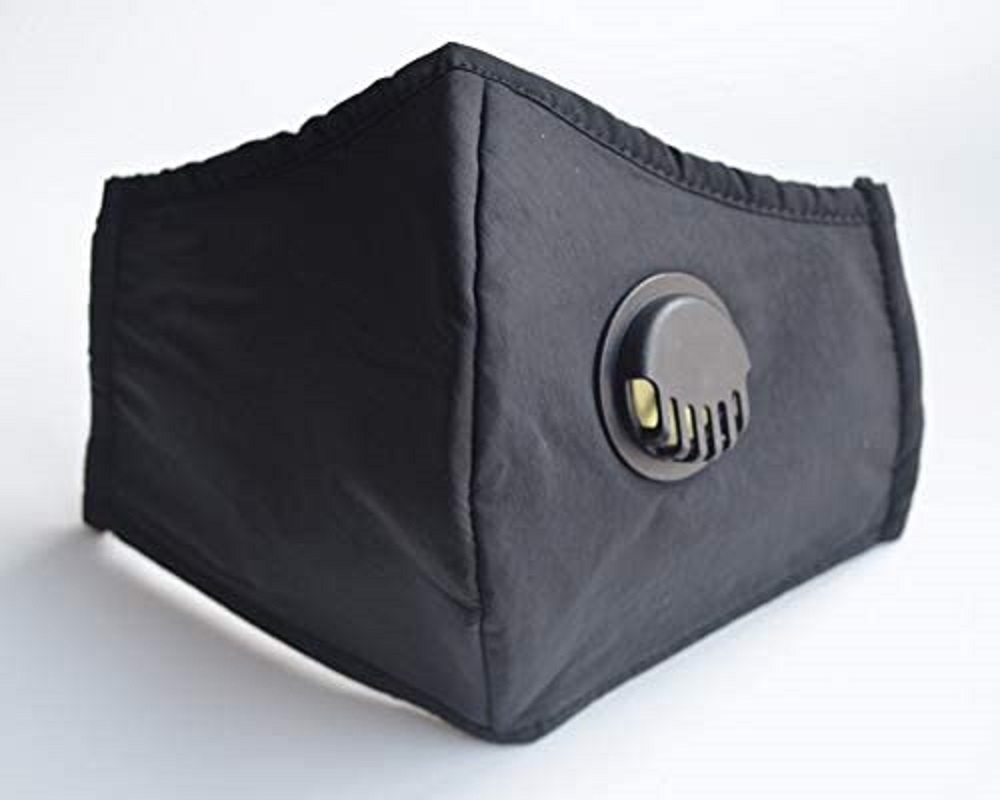 Adult Face Mask Black Reusable Valve 3Ply