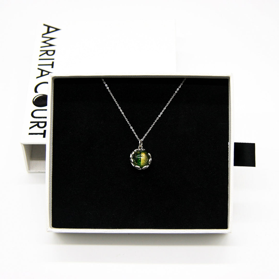 Gift Box - Aroma Necklace White Gold - Planet Aurum Verdant (Gold Green) + Purify Oil Blend - Image 4